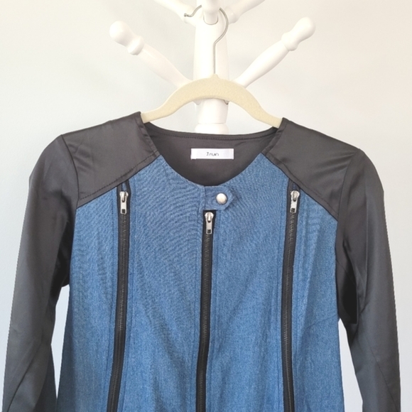 Dual Fabric Chambray Denim Fitted Jacket - Picture 2 of 9